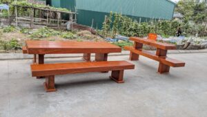 Bộ bàn ăn k3 nguyên khối gỗ hương đá Nhà Anh Mười Hưng Yên
