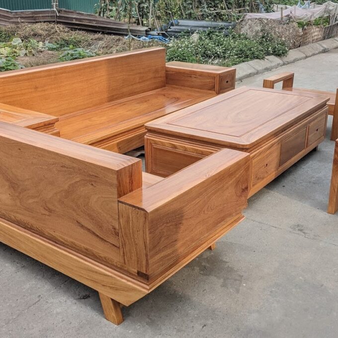 sofa gỗ gõ đóng hộp đẹp