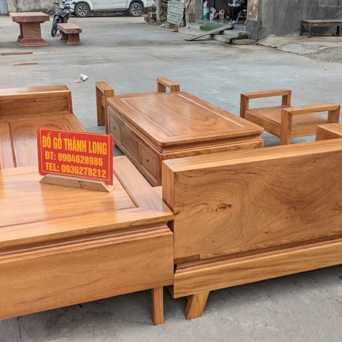 sofa gỗ gõ đóng hộp cao cấp
