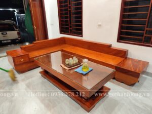 Bộ Sofa Góc L Nguyên Khối Gỗ Hương Đá Bàn Giao Nhà Anh Tuấn Anh Hà Tĩnh
