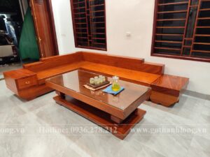 Bộ Sofa Góc L Nguyên Khối Gỗ Hương Đá Bàn Giao Nhà Anh Tuấn Anh Hà Tĩnh