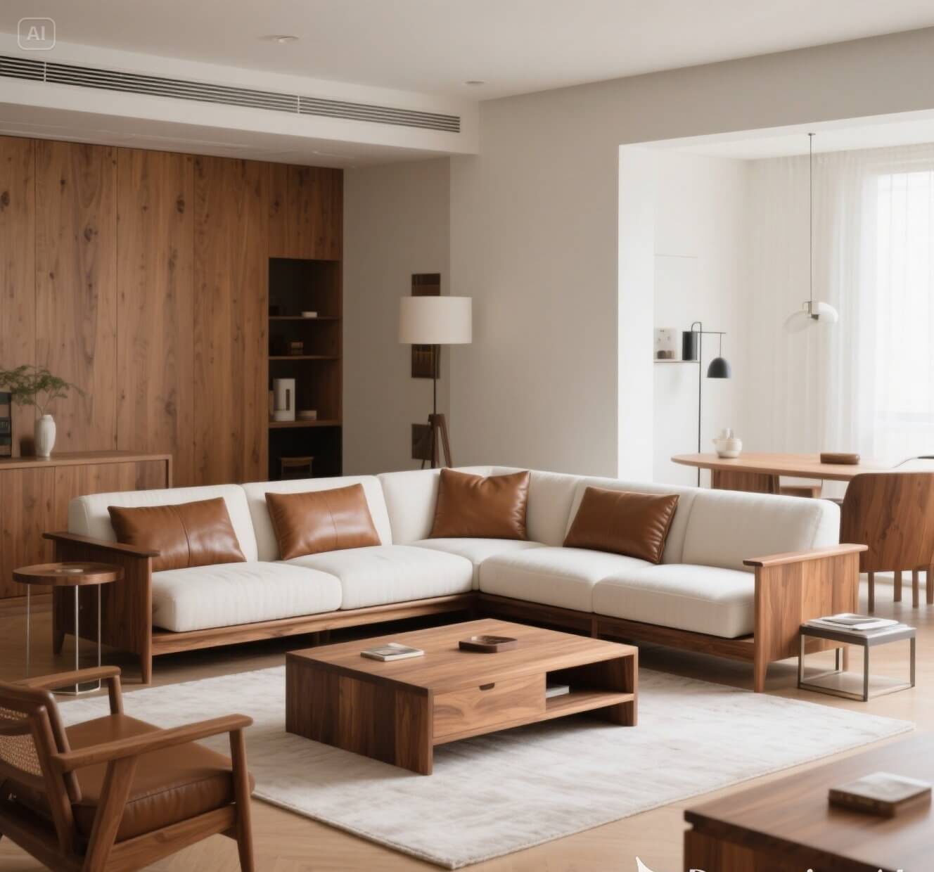 Sofa Gỗ Chữ L Tiết Kiệm Không Gian Cho Căn Chung Cư 40 m